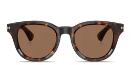 Shop BURBERRY Logo Bar Round Sunglasses in Havana online.