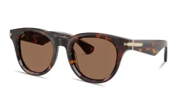 Shop BURBERRY Logo Bar Round Sunglasses in Havana online.