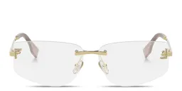 Shop FENDI Fendi First Crystal Rimless Wide Irregular Eyeglasses in Gold online.