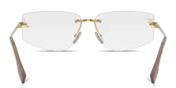 Shop FENDI Fendi First Crystal Rimless Wide Irregular Eyeglasses in Gold online.