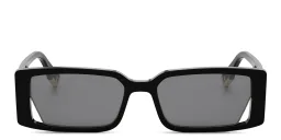 Shop FENDI Fendi Way Rectangle Sunglasses in Black online.