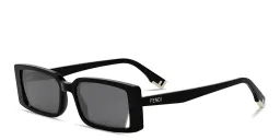 Shop FENDI Fendi Way Rectangle Sunglasses in Black online.
