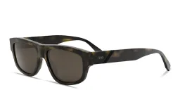 Shop FENDI Diagonal Rectangle Sunglasses in Havana online.