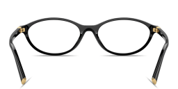 Shop MIU MIU Vertical Logo Oval Eyeglasses in Black online.