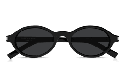 Shop SAINT LAURENT Jeanne Oval Sunglasses in Black online.