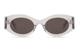 Shop ALAIA Logo Signature Oval Sunglasses in Crystal online.