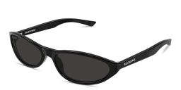 Shop BALENCIAGA Neo Unisex Oval Sunglasses in Shiny Black online.