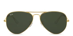 Shop Ray-Ban Unisex Pilot Sunglasses in Polished Gold online.
