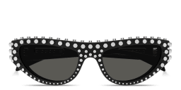 Shop GUCCI Logo Lettering Cat-Eye Sunglasses in Shiny Black online.