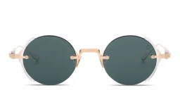 Shop AKONI Jupiter Unisex Round Sunglasses in Gold online.