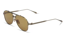 Shop AKONI Helios Unisex Aviator Sunglasses in Gold online.