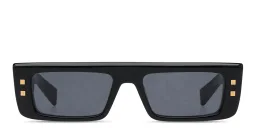 Shop BALMAIN B-Army III Unisex Rectangle Sunglasses in Black online.