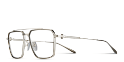 Shop AKONI Telesto Unisex Wide Aviator Eyeglasses in Silver online.