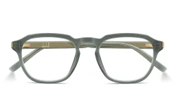 Shop Dunhill Rollagas Acetate Wide Panthos Eyeglasses in Transparent Grey online.