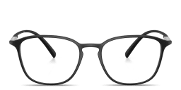Shop GIORGIO ARMANI Engraved Logo Square Eyeglasses in Black online.