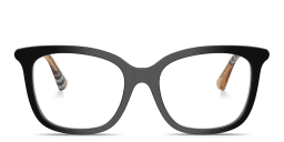 Shop BURBERRY Vintage Check Square Eyeglasses in Black online.