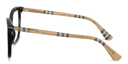 Shop BURBERRY Vintage Check Square Eyeglasses in Black online.