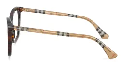Shop BURBERRY Check Square Eyeglasses in Dark Havana online.
