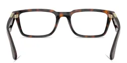 Shop BURBERRY Engraved Logo Rectangle Eyeglasses in Havana online.