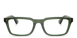 Shop BURBERRY Engraved Logo Rectangle Eyeglasses in Transparent Green online.