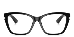 Shop BURBERRY Engraved Logo Cat-Eye Eyeglasses in Black online.