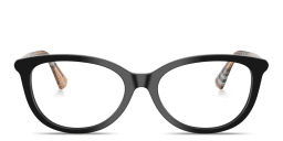 Shop BURBERRY Vintage Check Cat-Eye Eyeglasses in Black online.