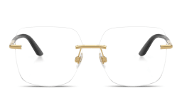 Shop Dolce & Gabbana Logo Signature Rimless Wide Square Eyeglasses in Gold online.