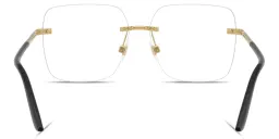 Shop Dolce & Gabbana Logo Signature Rimless Wide Square Eyeglasses in Gold online.