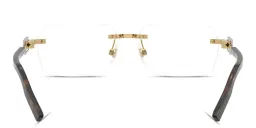 Shop Dolce & Gabbana Logo Signature Rimless Wide Rectangle Eyeglasses in Gold online.
