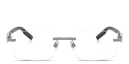Shop Dolce & Gabbana Logo Signature Rimless Wide Rectangle Eyeglasses in Gunmetal online.