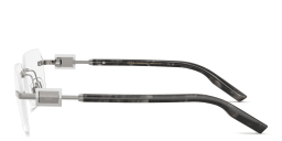 Shop Dolce & Gabbana Logo Signature Rimless Wide Rectangle Eyeglasses in Gunmetal online.