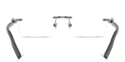 Shop Dolce & Gabbana Logo Signature Rimless Wide Rectangle Eyeglasses in Gunmetal online.