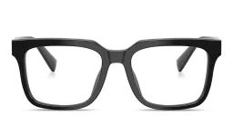 Shop Dolce & Gabbana Logo Lettering Square Eyeglasses in Black online.