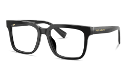 Shop Dolce & Gabbana Logo Lettering Square Eyeglasses in Black online.