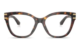 Shop Dolce & Gabbana DG Motif Wide Cat-Eye Eyeglasses in Havana online.