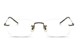 Shop OLIVER PEOPLES Unisex Rimless Rectangle Eyeglasses in Polished Gold online.