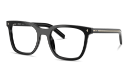 Shop PRADA Logo Lettering Square Eyeglasses in Black online.