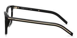 Shop PRADA Logo Lettering Square Eyeglasses in Black online.