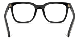 Shop PRADA Logo Lettering Square Eyeglasses in Black online.