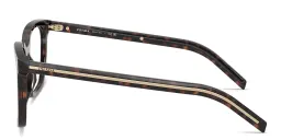 Shop PRADA Logo Lettering Square Eyeglasses in Tortoise online.