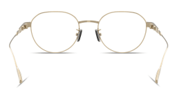 Shop Moncler Logo Signature Unisex Round Eyeglasses in Gold online.