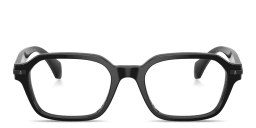 Shop Moncler Logo Signature Unisex Irregular Eyeglasses in Shiny Black online.