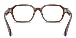Shop Moncler Logo Signature Unisex Irregular Eyeglasses in Shiny Opal Brown online.