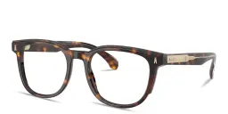 Shop Moncler Logo Signature Unisex Square Eyeglasses in Tortoise online.