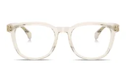 Shop Moncler Logo Signature Unisex Square Eyeglasses in Transparent Butter online.