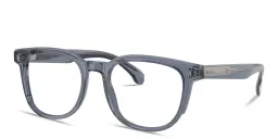 Shop Moncler Logo Signature Unisex Square Eyeglasses in Transparent Blue online.