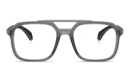 Shop Moncler Logo Signature Unisex Square Eyeglasses in Grey online.
