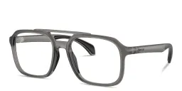 Shop Moncler Logo Signature Unisex Square Eyeglasses in Grey online.
