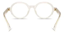 Shop Moncler Logo Signature Unisex Round Eyeglasses in Transparent Butter online.