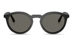 Shop GIORGIO ARMANI Logo Print Panthos Sunglasses in Black online.